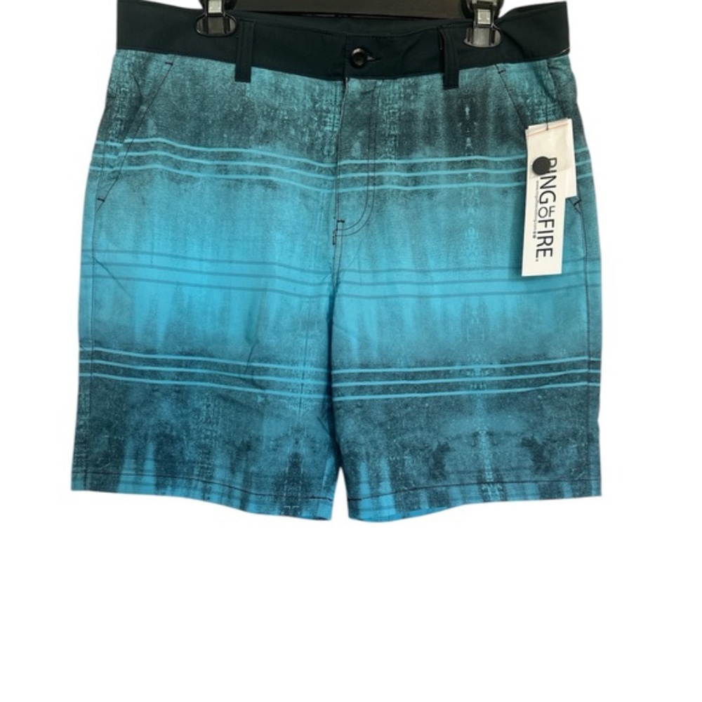 Ring of Fire trunks Blue Gradient Swim Summer Shorts size 34 NWT
